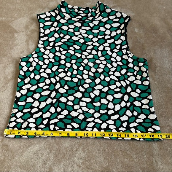 St. John Pebble High Neck Sleevelss Tank Top Green Black Size Large - Picture 11 of 12